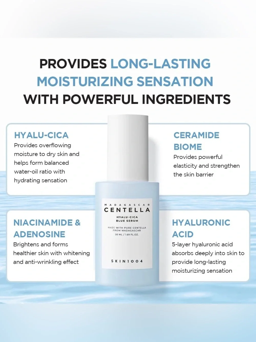 SKIN1004 K-beauty Madagascar Centella Hyalu-Cica Blue Serum - Blue